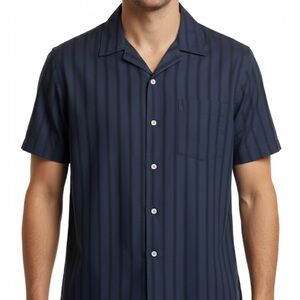 GOODFELLOW & CO. Button Up Vertical Pattern Shirt, Men’s Size L, Navy